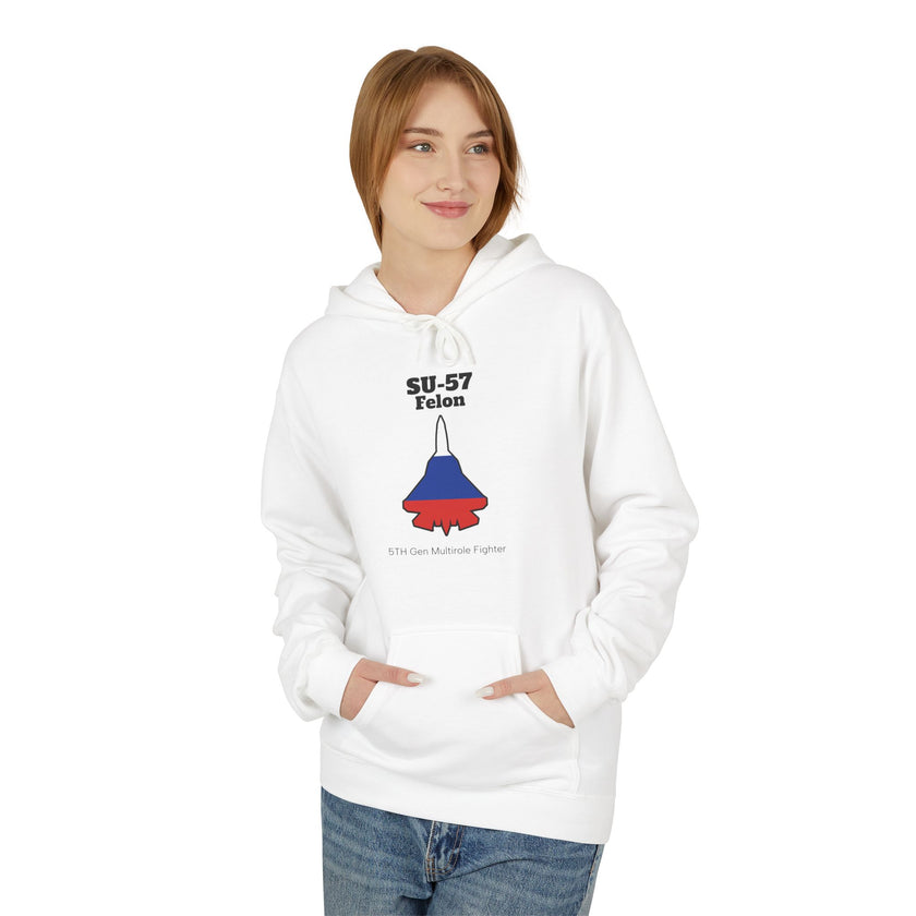 SU-57 Fighter Jet Fleece Hoodie front print