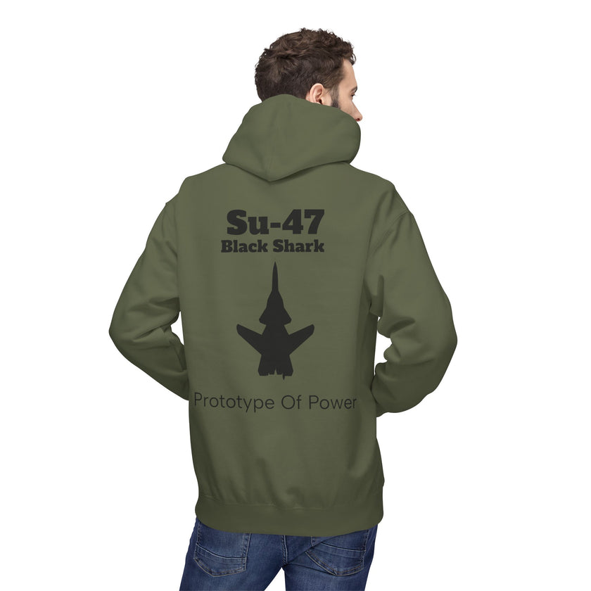 Su-47 Black Shark Hoodie - Prototype Of Power - BackPrint