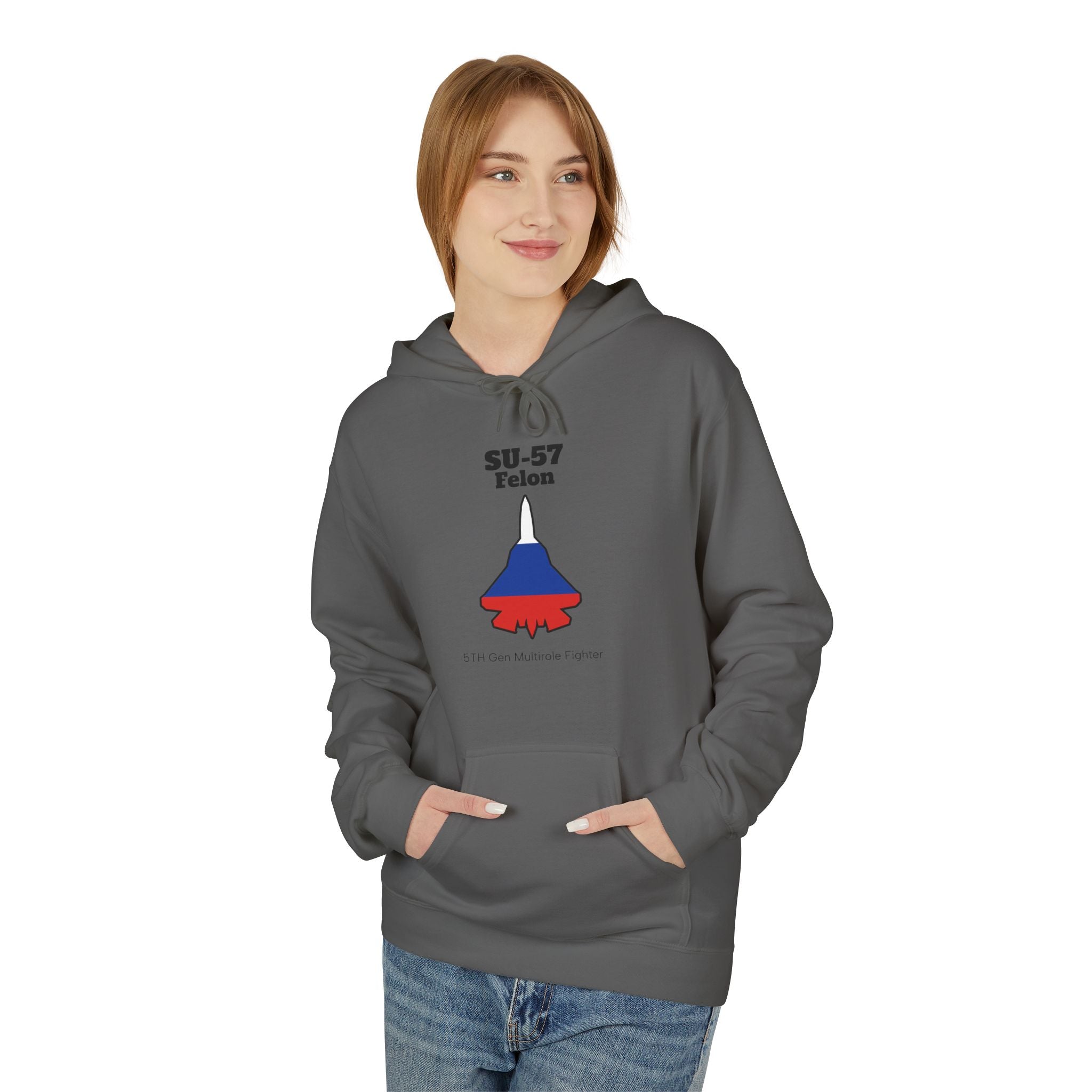 SU-57 Fighter Jet Fleece Hoodie front print