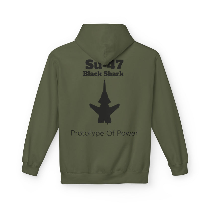 Su-47 Black Shark Hoodie - Prototype Of Power - BackPrint