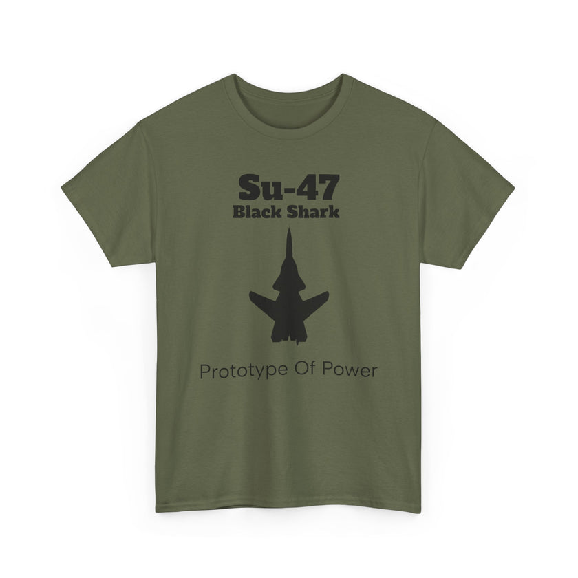 Su-47 Black Shark Aviation Tee - Prototype of Power - FrontPrint