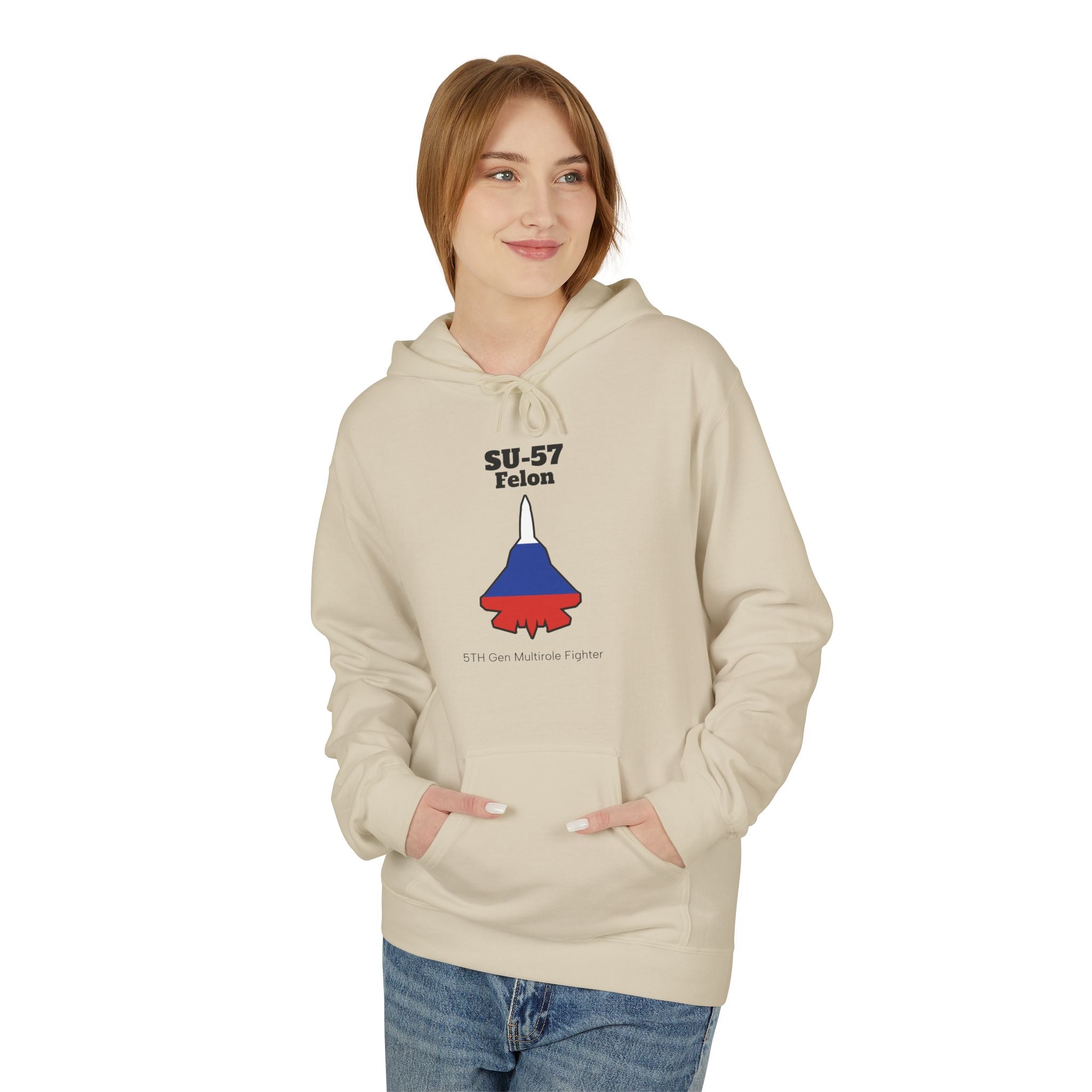 SU-57 Fighter Jet Fleece Hoodie front print