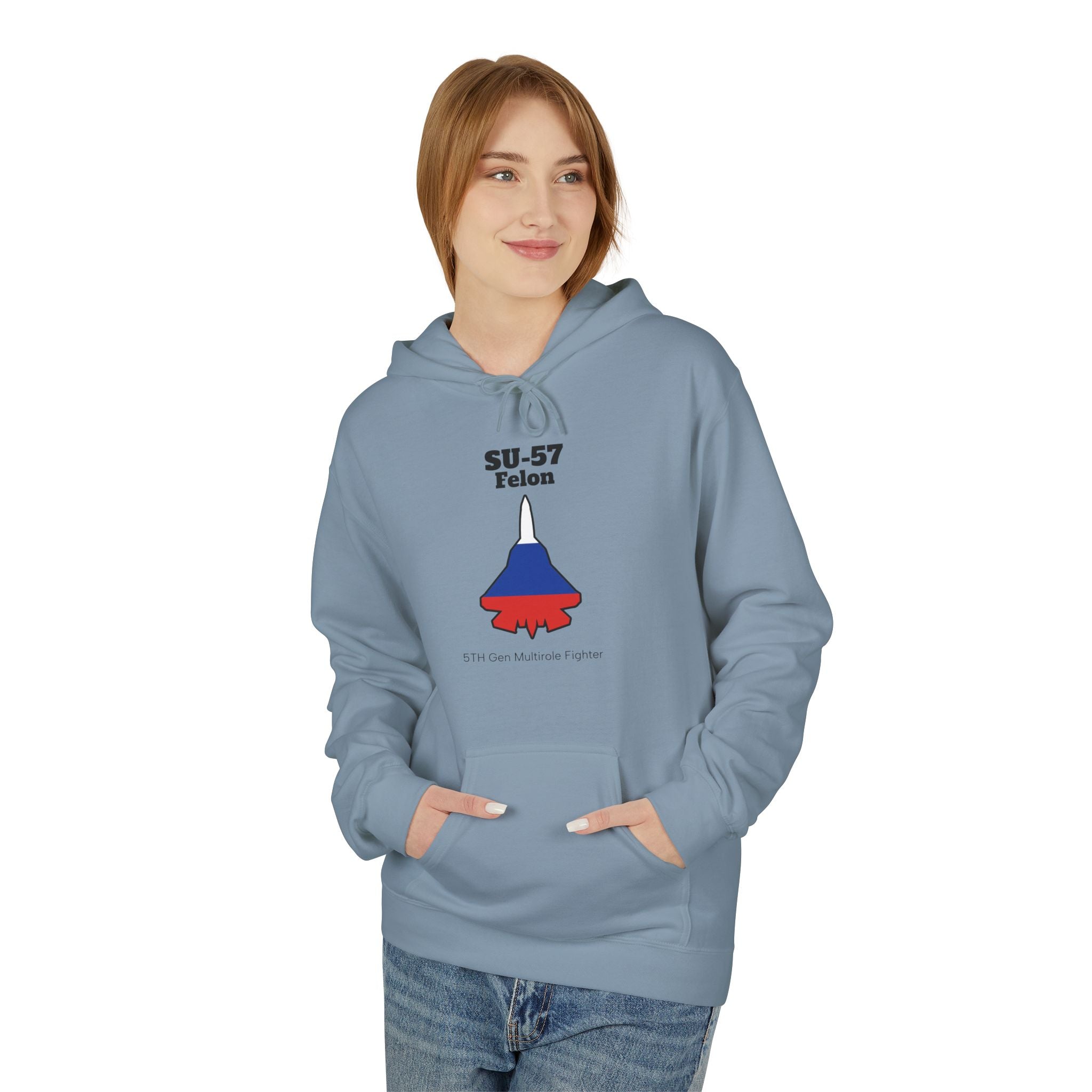 SU-57 Fighter Jet Fleece Hoodie front print