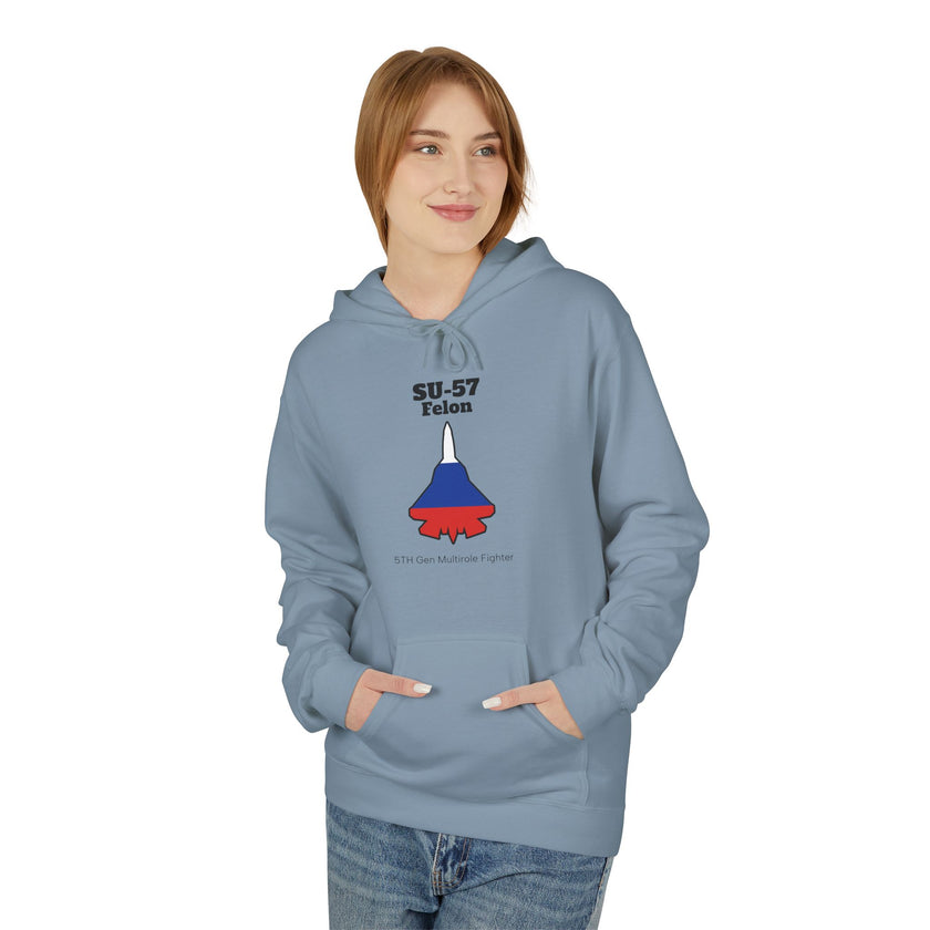 SU-57 Fighter Jet Fleece Hoodie front print