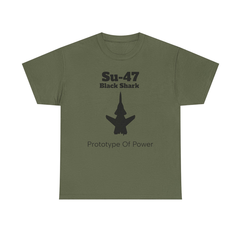 Su-47 Black Shark Aviation Tee - Prototype of Power - FrontPrint