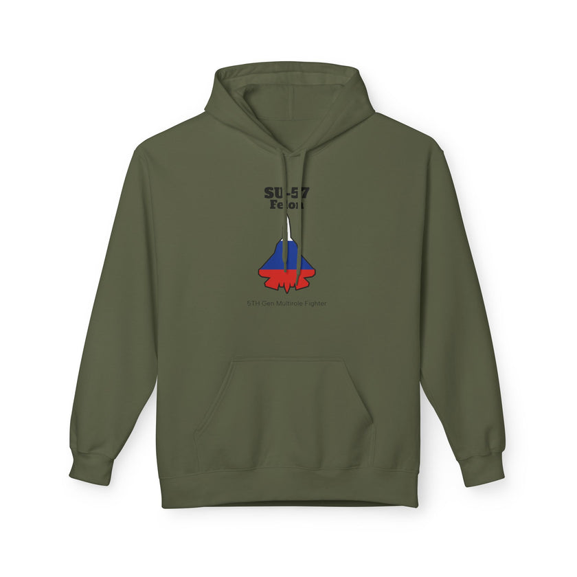 SU-57 Fighter Jet Fleece Hoodie front print